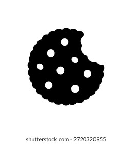 Silueta de la galleta de la viruta del chocolate mordido, bocado dulce y icono del postre de la comida de la panadería