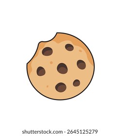 Bitten Chocolate Chip Cookie Vector IllustrationBitten Chocolate Chip Cookie Vector Illustration.