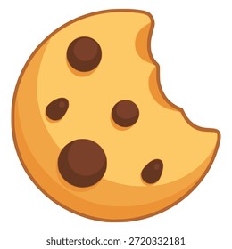 Diseño plano de la Plantilla de la Ilustración vectorial del color del bocado de la galleta de las virutas de chocolate mordido