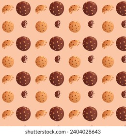
bitten chocolate cookies pattern flat