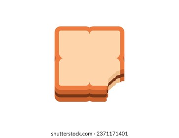 Bitten chocolate flavored bread. Simple flat illustration.