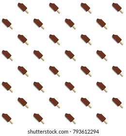 Bitten Chocolate hazelnut ice cream Popsicle seamless pattern
