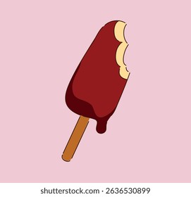 Bitten Chocolate Ice Cream Bar on a Stick, perfect for summer picnics and cheerful fun