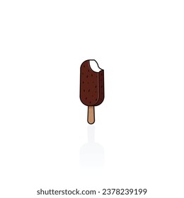 Bitten chocolate ice cream bars on a stick vector graphics