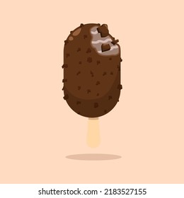 Bitten Chocolate Ice Cream Vector Illustration