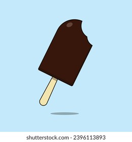 Bitten Chocolate Ice Cream Vector Illustration Icon Choco Bar