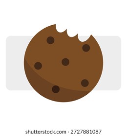 Beißkekssymbol. Schokoladenchip-Symbol. Süßer Keks Vektor. Hausgemachte Snack-Zeichen. EPS 10.
