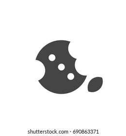 Bitten cookie icon on white background. Cookie vector logo illustration isolated sign symbol. Modern pictogram for web graphics