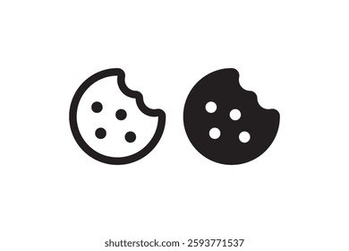 Bitten Cookie Icon in Outline and Solid Vector