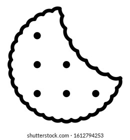 Bitten cookie icon. Outline bitten cookie vector icon for web design isolated on white background