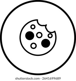 Bitten Cookie Icon: Simple Outline Illustration for Bakery, Food and Dessert Themes