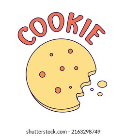 Bitten cookie illustration. Internet cookies icon. Useful  for websites.