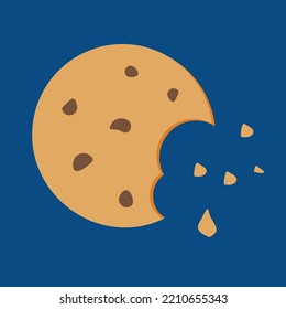 Bitten cookie, illustration, vector, cartoon