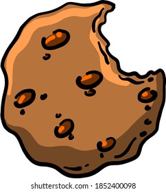 Bitten cookie, illustration, vector on white background