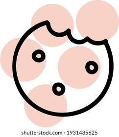 Biscoito mordido, ilustração, vetor no fundo branco.