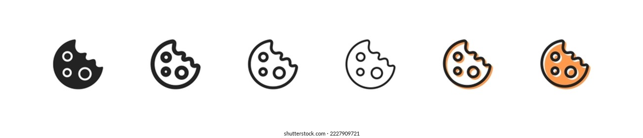 Bitten cookie line icon. Food, Muffin, cake, dessert, pie, cupcake, eat, sweetnes, cream, baking, sweet, delicious. Yummy concept. Vector line icon for Business and Advertising