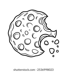 Bitten cookie outline icon isolated. Symbol, logo illustration for mobile concept and web design.