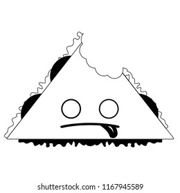 Bitten dead sandwich emote. Fast food. Vector illustration design