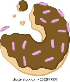 a bitten donut flat illustration for food, shop, website, sticker, menu, book, and many more