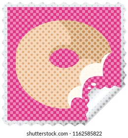 bitten donut graphic square sticker stamp