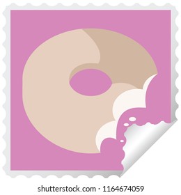 sello de pegatinas cuadradas gráficas de donut mordidas