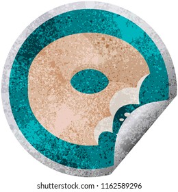 bitten donut graphic vector illustration circular sticker