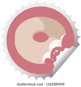 bitten donut graphic vector illustration round sticker stamp