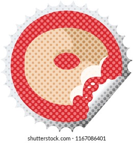 bitten donut graphic vector illustration round sticker stamp