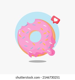 Bitten donut icon cartoon design