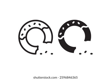 Bitten donut icon with crumbs Vector
