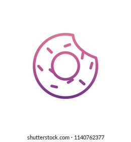 bitten donut icon in Nolan style on white background