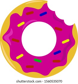 Bitten donut, illustration, vector on white background.