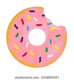 Bitten donut line icon. Sweetness, food, hole, powder, dough, bagel, tasty, sprinkles, sweet, chocolate, flour, delicious. Vector icon for business and advertising