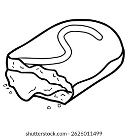 bitten eclair illustration hand drawn outline vector