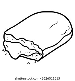 bitten eclair illustration hand drawn outline vector