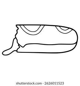 bitten eclair illustration hand drawn outline vector