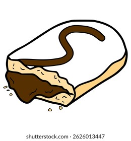 bitten eclair illustration hand drawn isolated vector