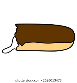 bitten eclair illustration hand drawn isolated vector