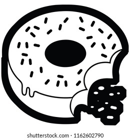 bitten frosted donut graphic vector illustration icon