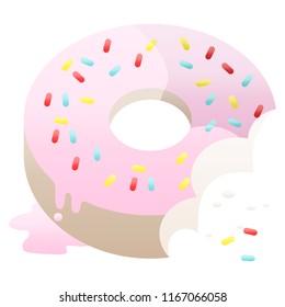 icono de ilustración vectorial gráfico de donut congelado mordido