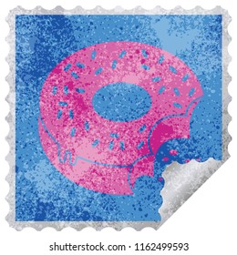 bitten frosted donut square peeling sticker