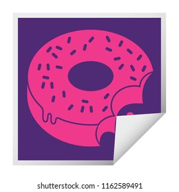 bitten frosted donut square peeling sticker