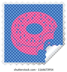bitten frosted donut square peeling sticker