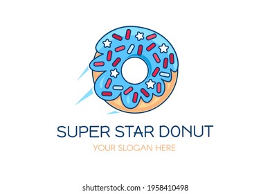 Bitten glazed donut logo isolated vector template