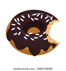 Gebissene und halb gegessene Donuts, Donuts. Dessert Donut gebissen. Sweet cake Icon Vektorillustration Design von Cartoon-Essen. Circle Doughnut mit glasierter und cremiger Farbe. Ein Stück Kuchen und ein Stück Kuchen.