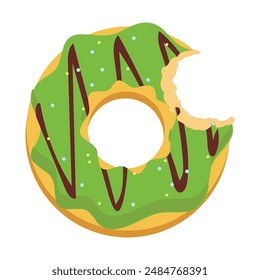 Gebissene und halb gegessene Donuts, Donuts. Dessert Donut gebissen. Sweet cake Icon Vektorillustration Design von Cartoon-Essen. Circle Doughnut mit glasierter und cremiger Farbe. Ein Stück Kuchen und ein Stück Kuchen.