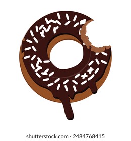 Gebissene und halb gegessene Donuts, Donuts. Dessert Donut gebissen. Sweet cake Icon Vektorillustration Design von Cartoon-Essen. Circle Doughnut mit glasierter und cremiger Farbe. Ein Stück Kuchen und ein Stück Kuchen.