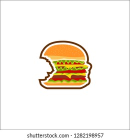 bitten hamburger vector