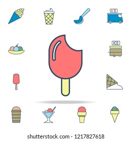 bitten ice cream colored icon. Ice cream icons universal set for web and mobile