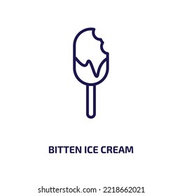 bitten ice cream icon from food collection. Thin linear bitten ice cream, cold, summer outline icon isolated on white background. Line vector bitten ice cream sign, symbol for web and mobile